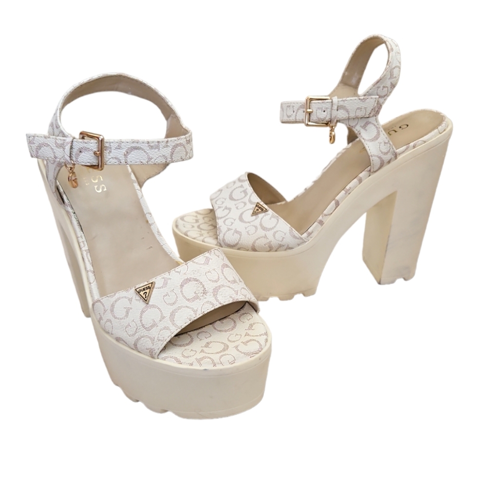 Guess Platform Heels Size 8 White